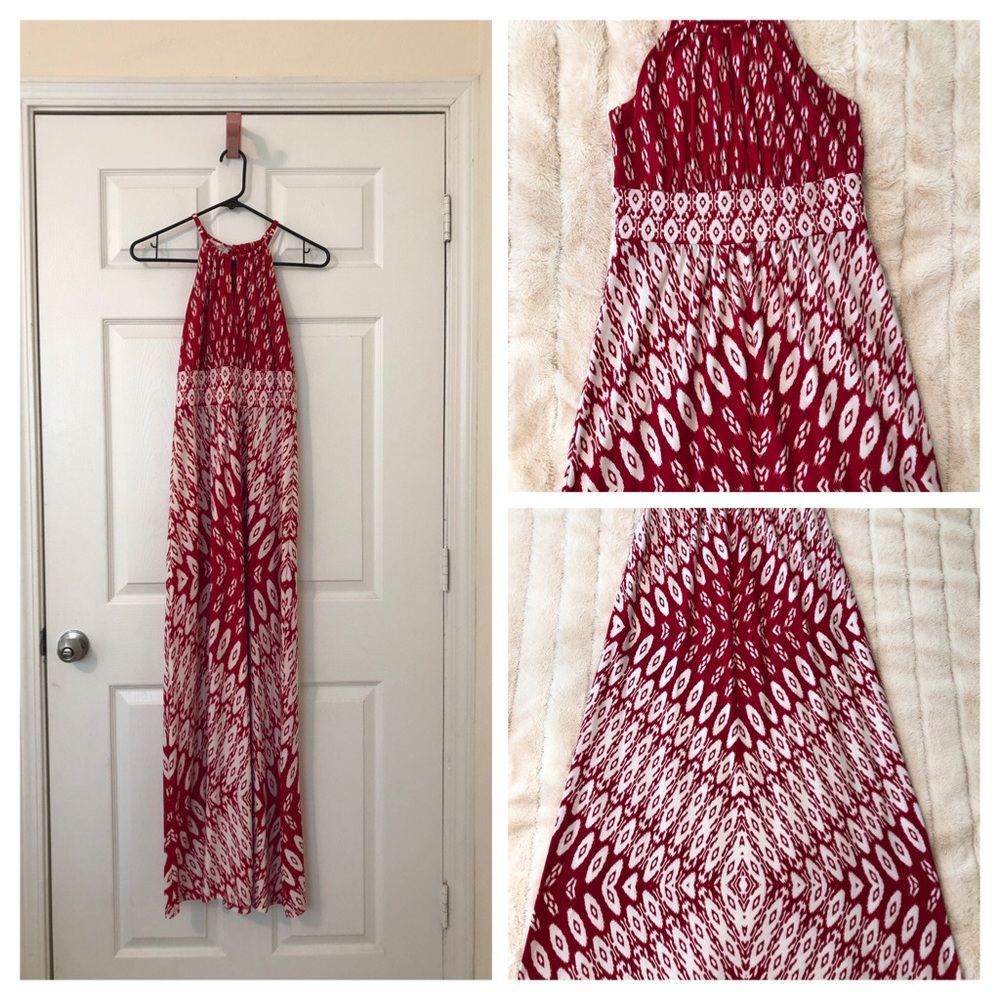 Stunning Red and White Maxi Dress